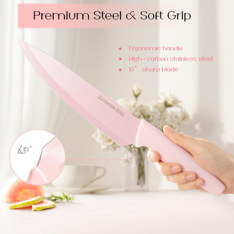 Astercook dishwasher safe knife set shown after a clean dish cycle