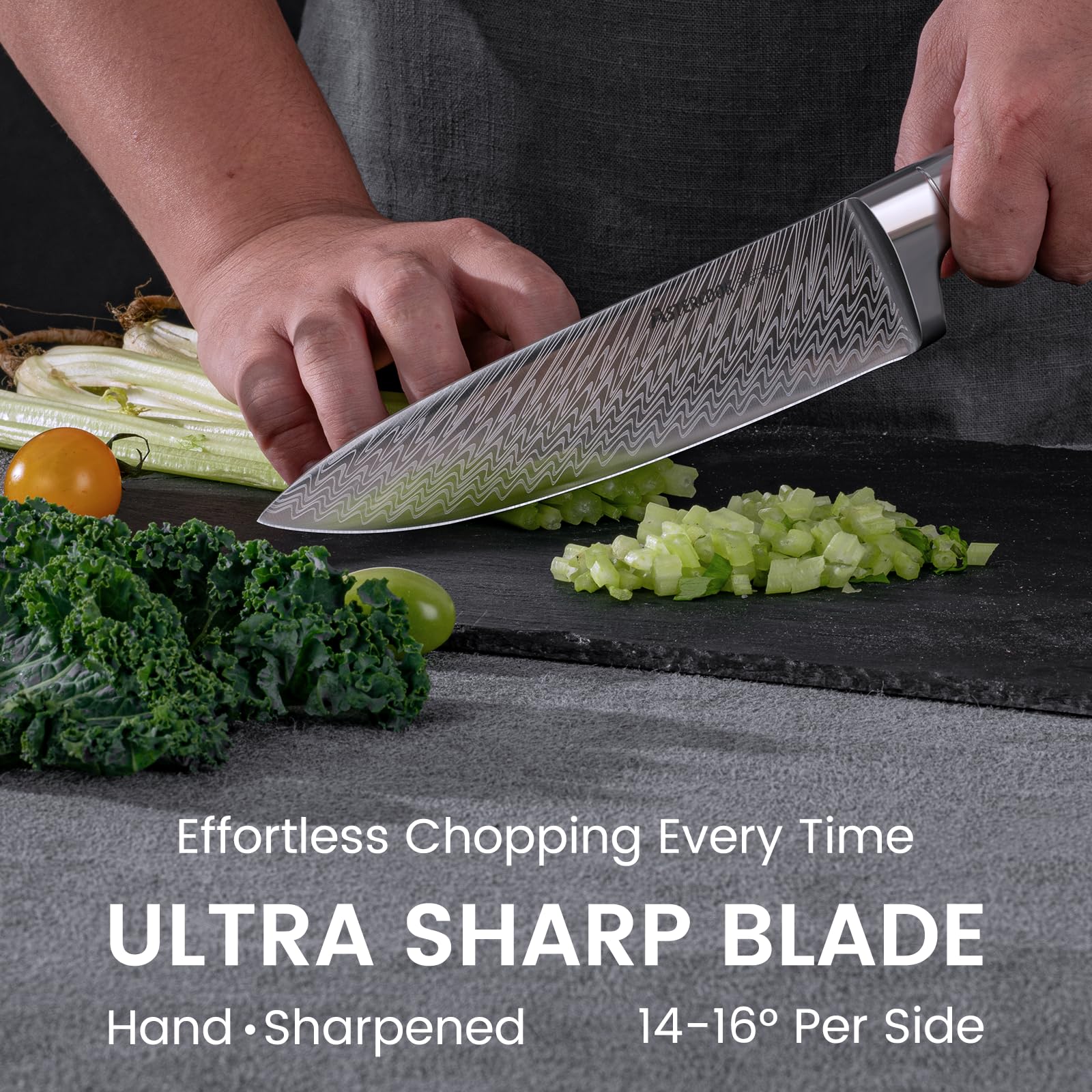Astercook dishwasher-safe knives simplify cleanup after cooking sessions.