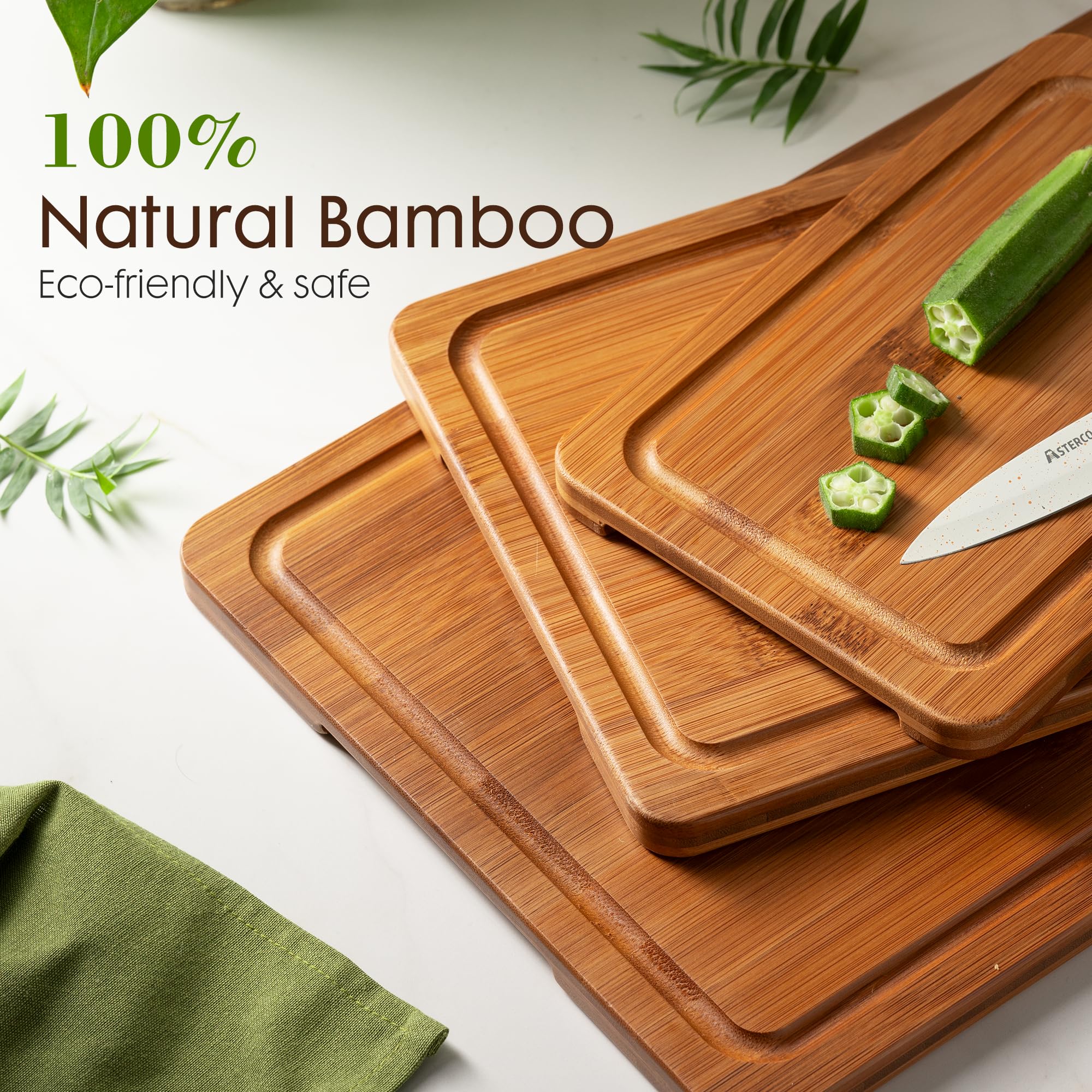 Astercook dual-sided board with juice grooves for messy prep and serving