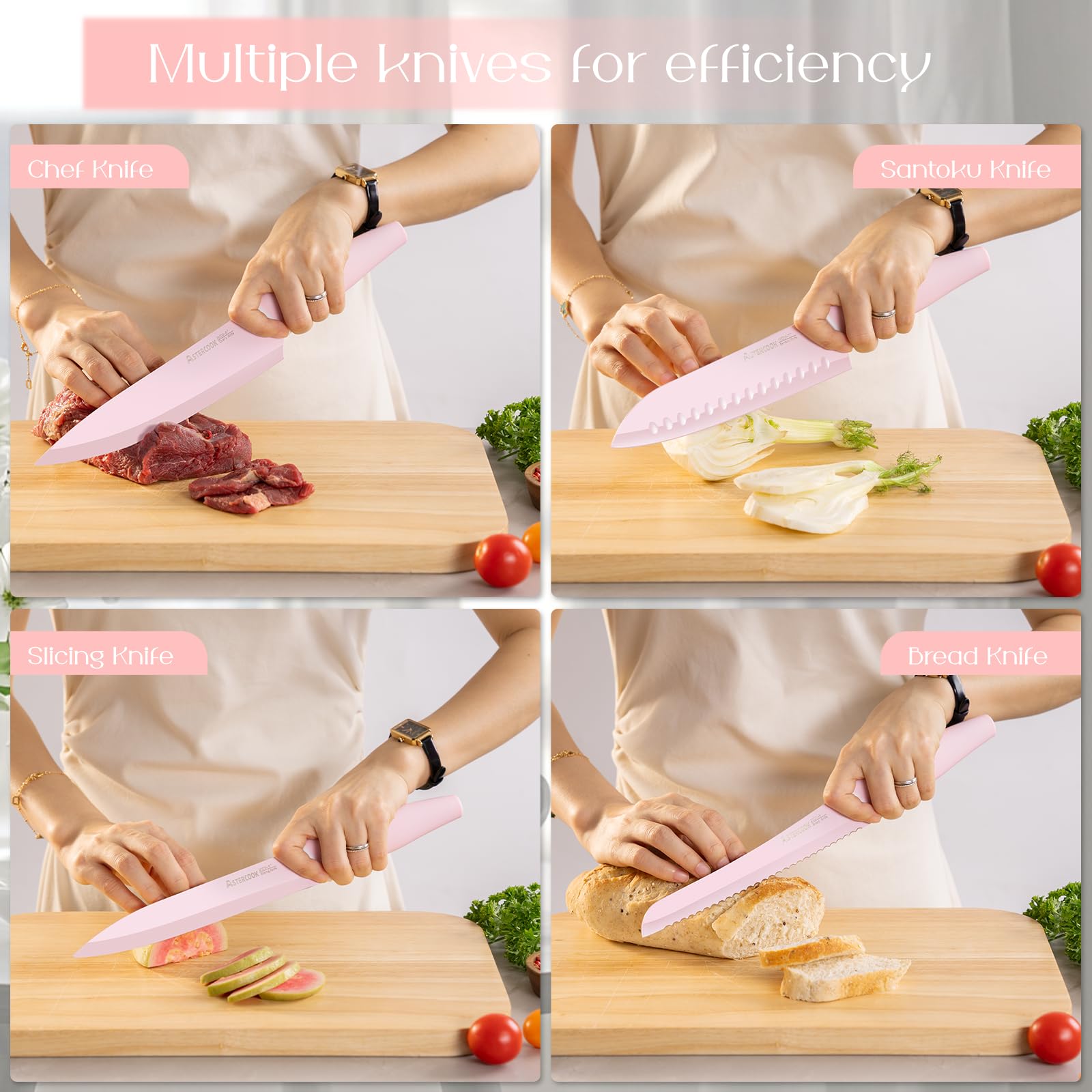 Astercook ergonomic handles highlighted for comfortable daily use