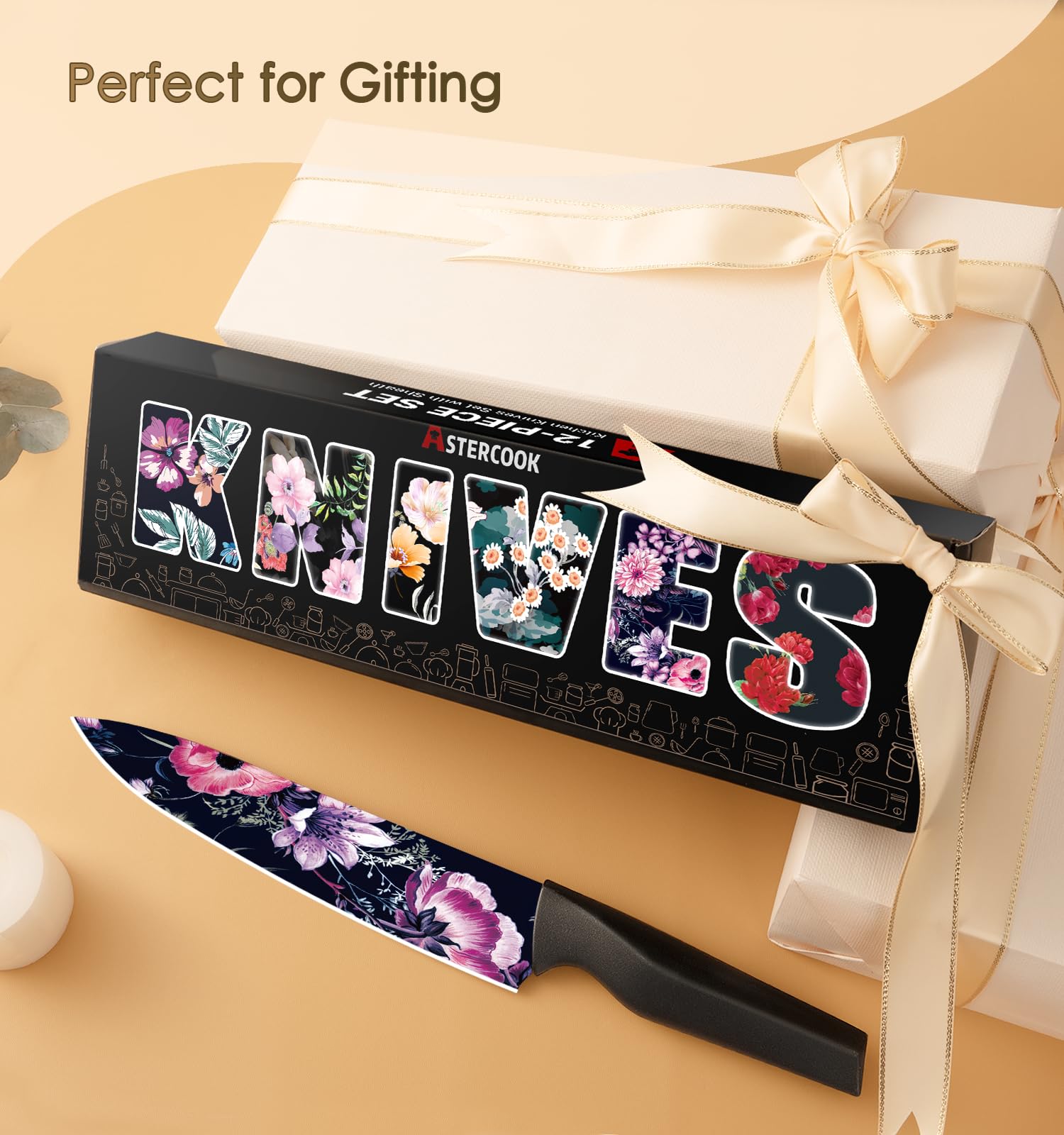 Astercook flower knife set 3.5-inch paring knife for peeling and detail work.