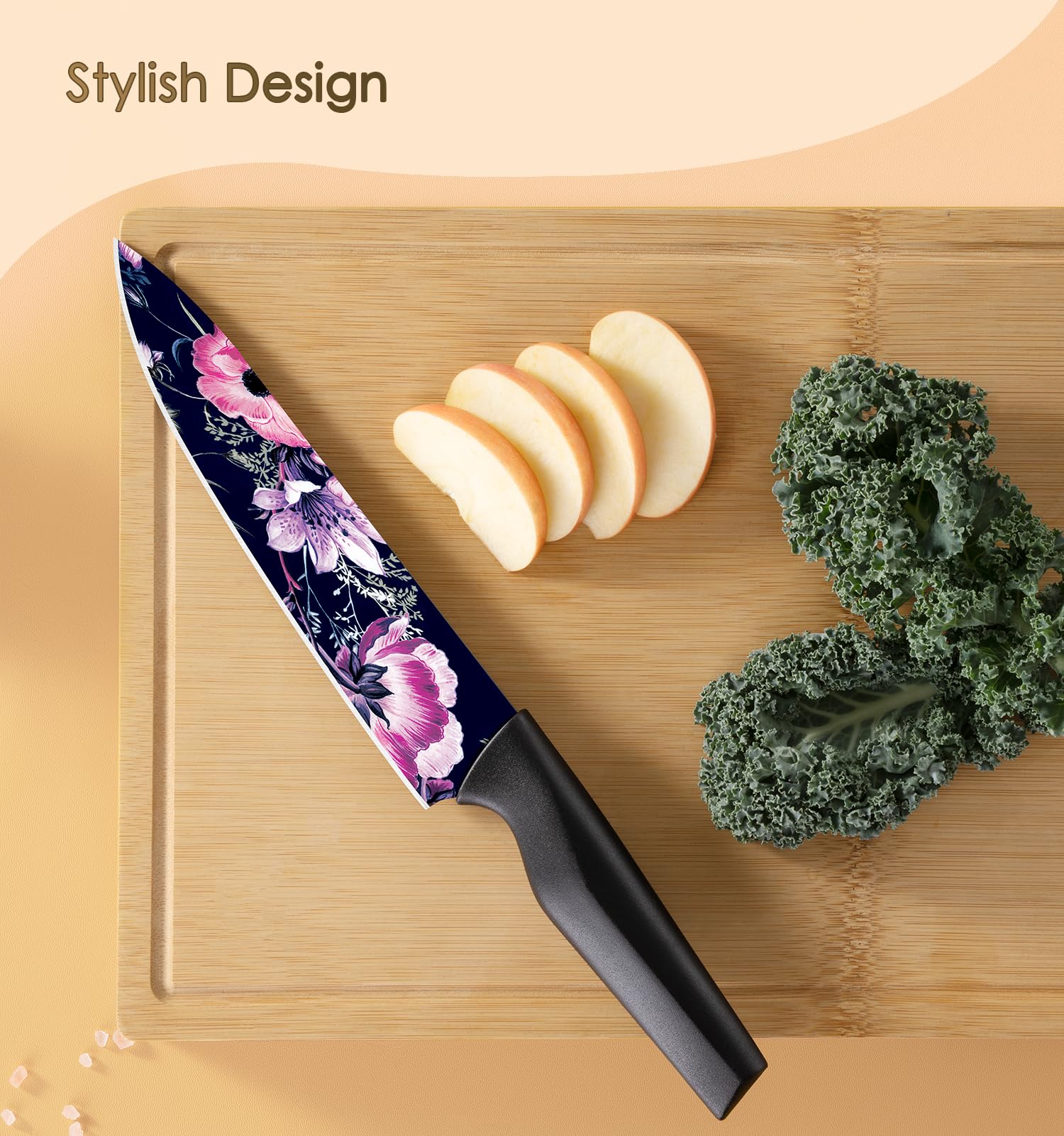 Astercook flower knife set 7-inch Santoku for versatile chopping tasks.