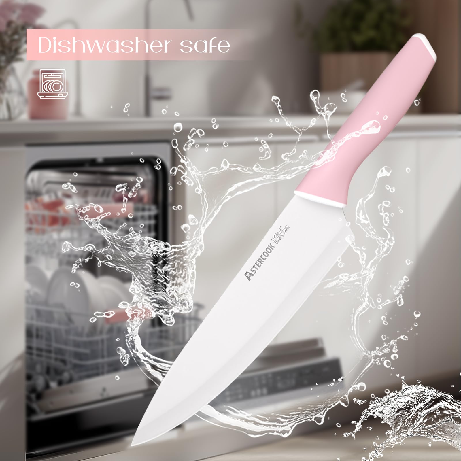 Astercook gift-ready knife set packaging in crystal pink style.