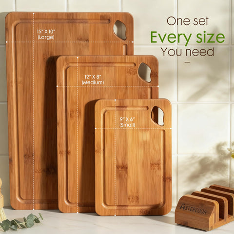 Astercook gift-ready bamboo cutting board set for weddings and housewarmings