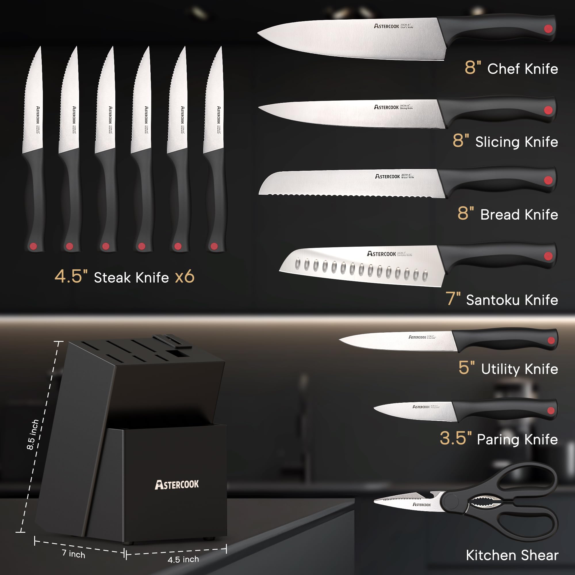 Astercook kitchen shears for versatile cutting tasks.
