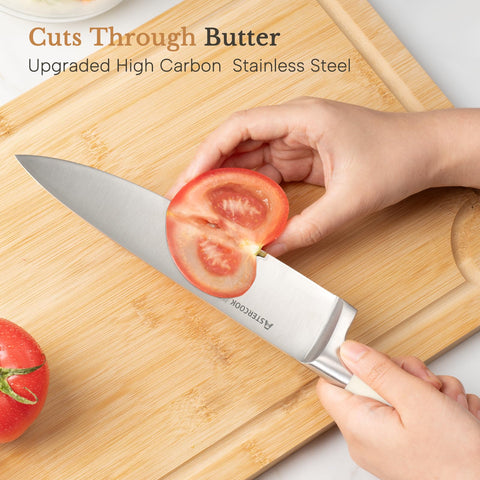 Astercook knife blades close-up highlighting sharp, precise edges for clean slicing