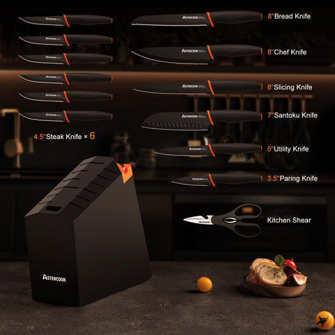 Astercook blade edge close-up highlighting sharp German stainless steel