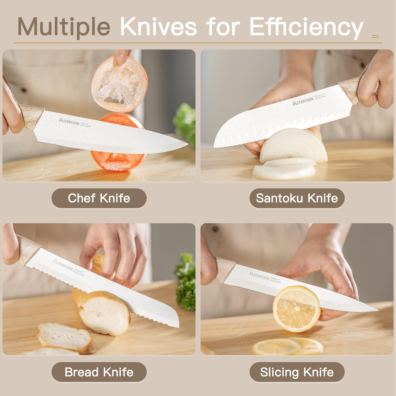 Astercook 6 blade guards protect edges during storage