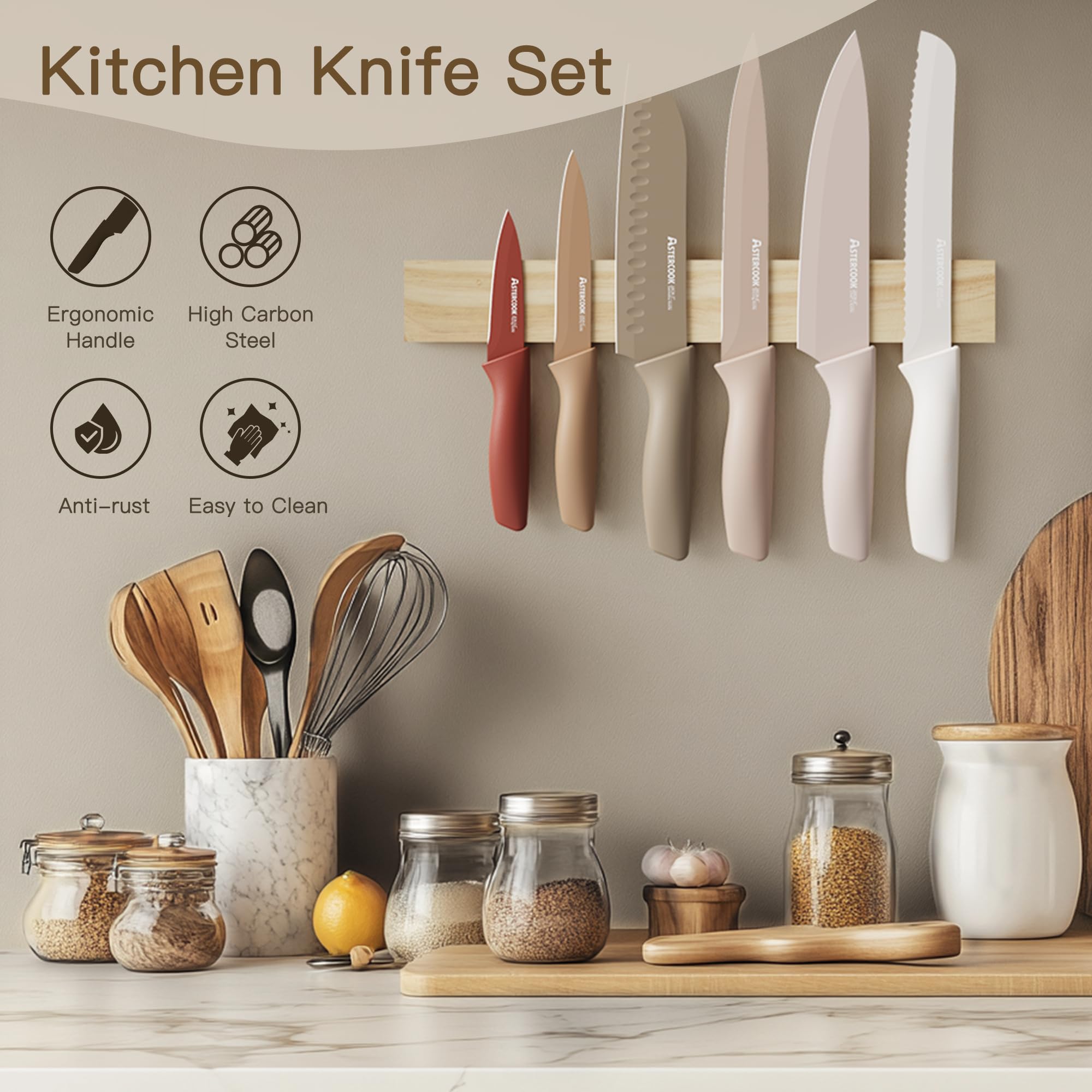 Astercook 7-inch Santoku Knife for chopping, mincing, and dicing