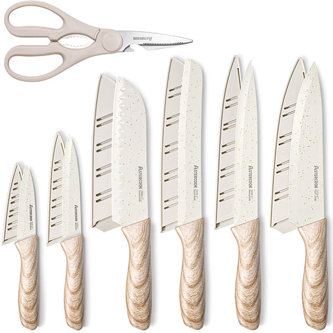 Astercook 8-inch chef knife with safe ceramic coating providing rust resistance and smooth slicing