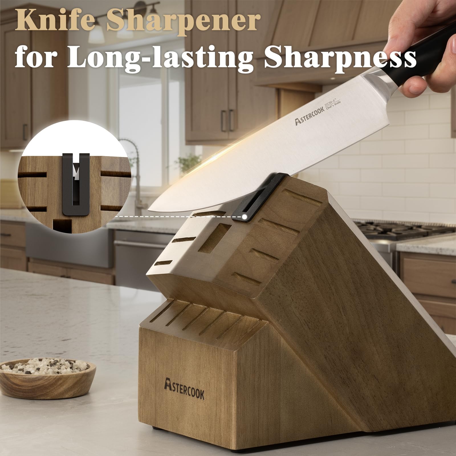Astercook knife set razor-sharp blades for effortless cutting.