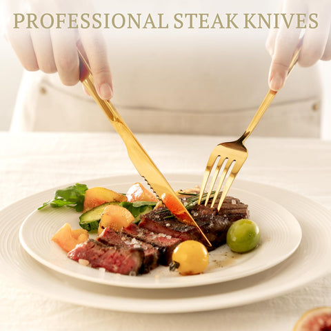 Astercook mirror-polished utensils reflect light, enhancing dining room appeal.