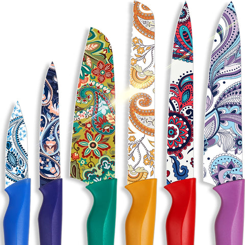 Astercook Paisley pattern knife set cover displayed in gift-ready packaging for gifting.