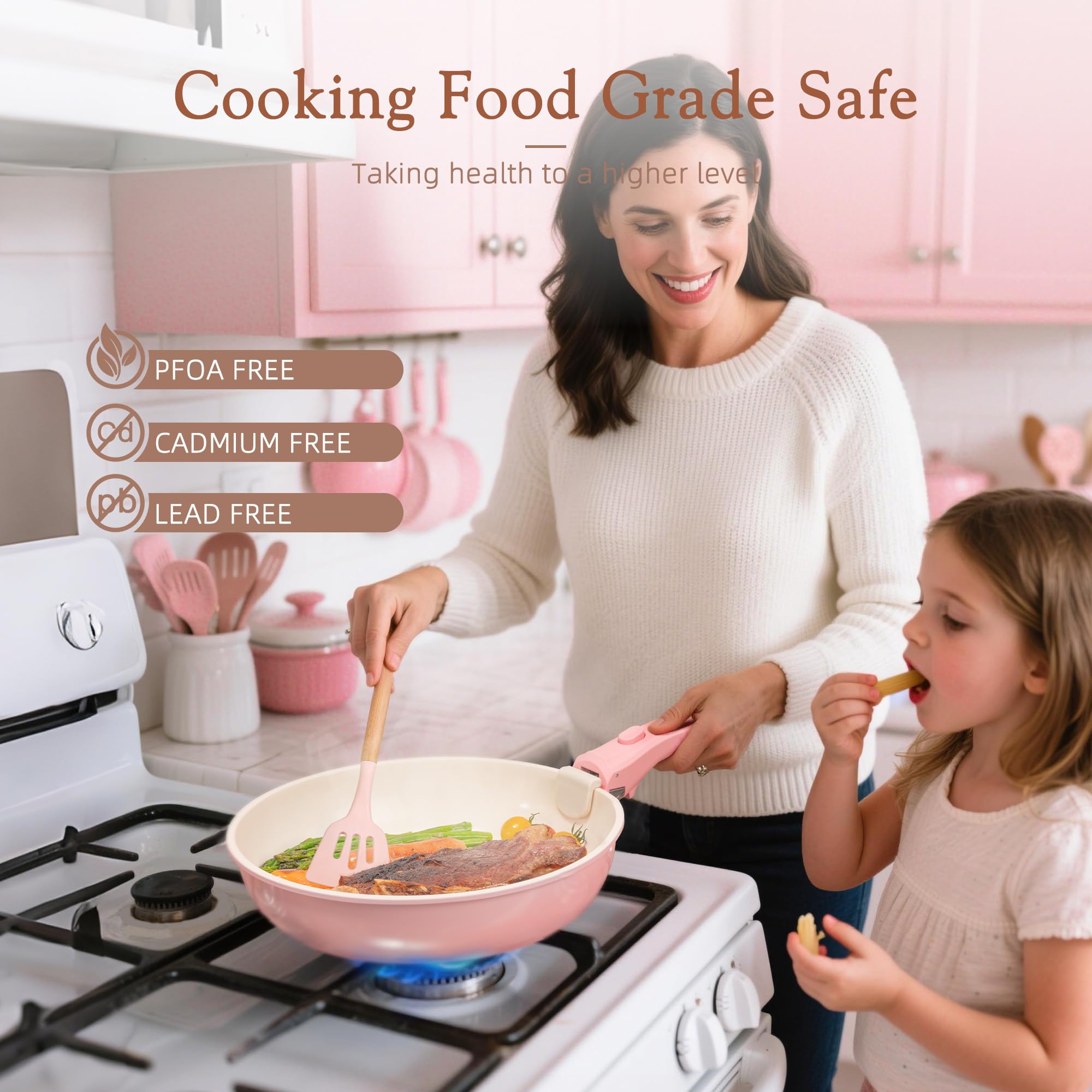 Astercook pink cookware adds a vibrant touch to any kitchen.