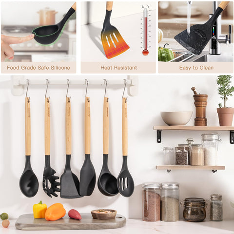 Astercook black finish kitchen tools add a modern touch