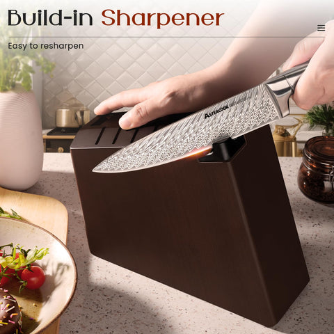 Astercook Santoku knife enables versatile chopping with balanced weight.
