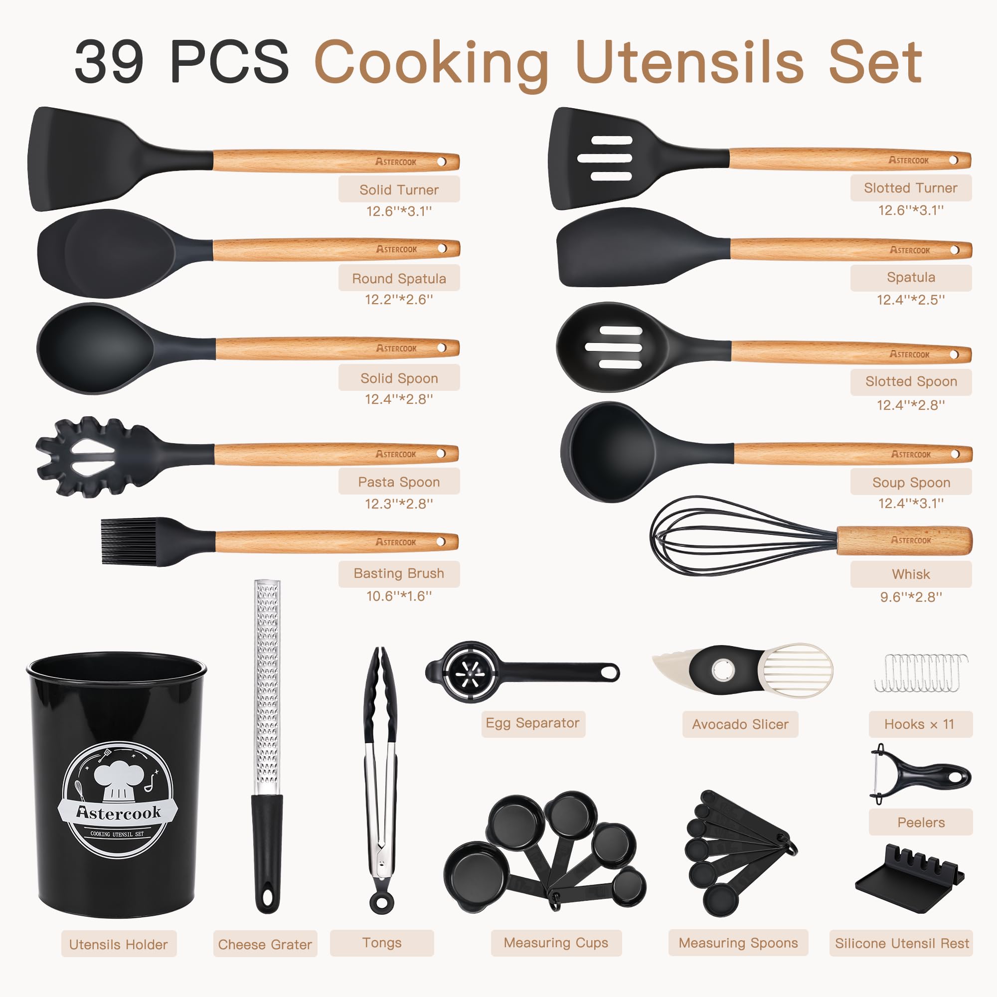 Astercook silicone utensils with soft heads highlighting nonstick cookware safety