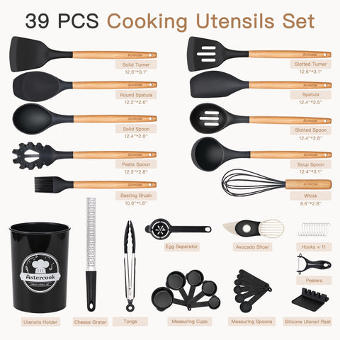 Astercook silicone utensils with soft heads highlighting nonstick cookware safety