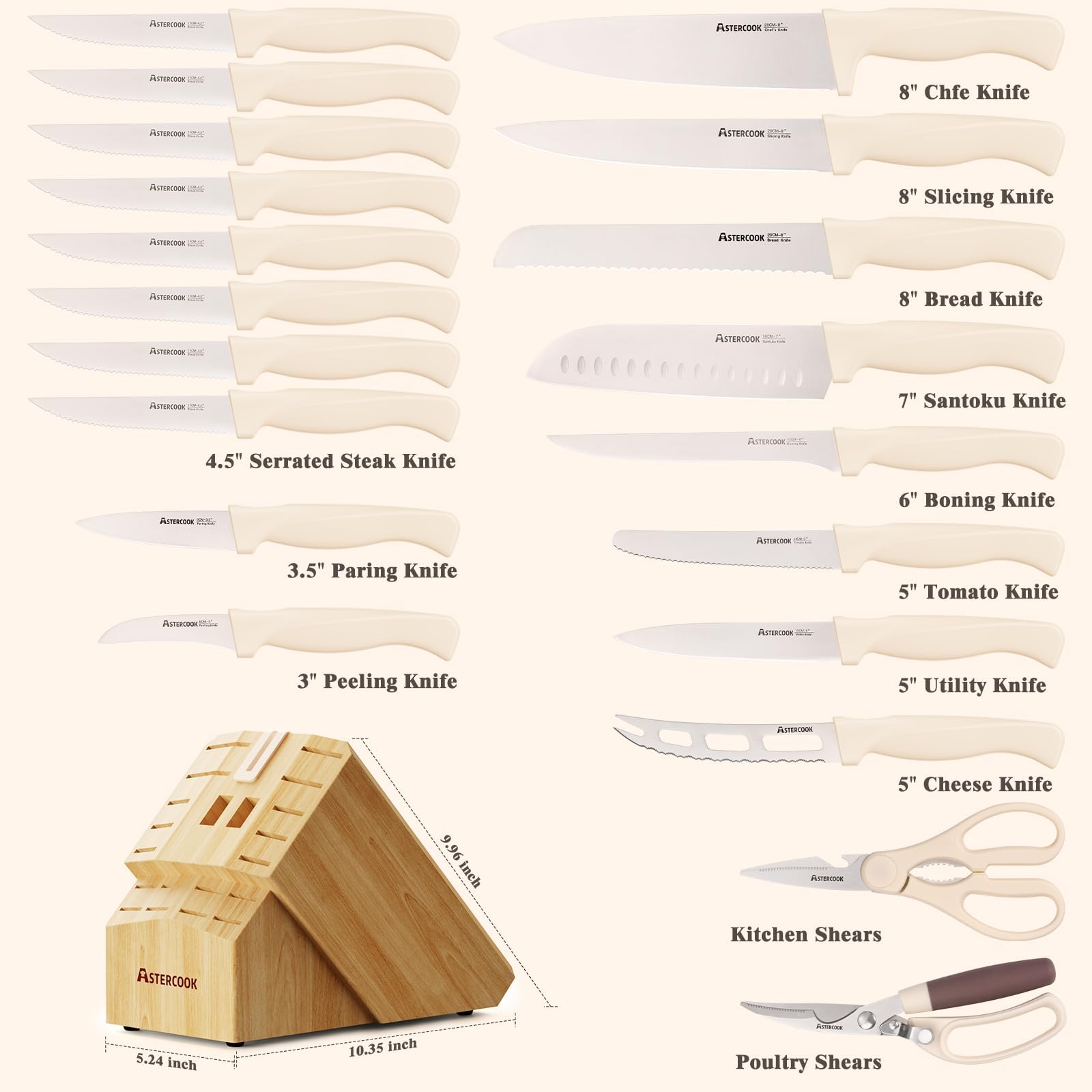 Astercook 8-inch slicing knife shown for carving roasts