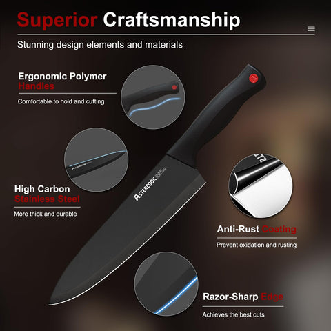 Astercook 8-inch slicing knife for smooth, controlled meat and vegetable slicing.