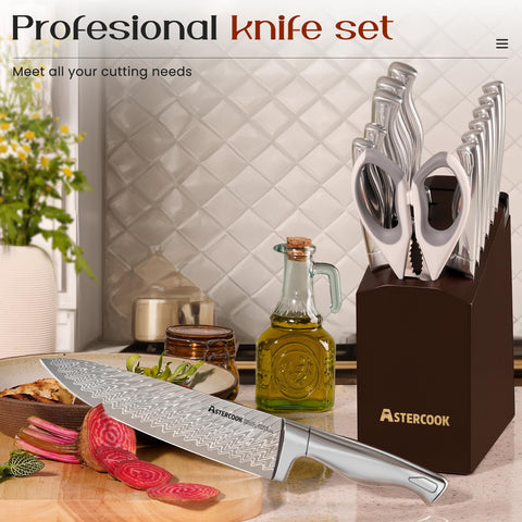 Astercook slicing knife enables clean, effortless cuts for roasts and proteins.