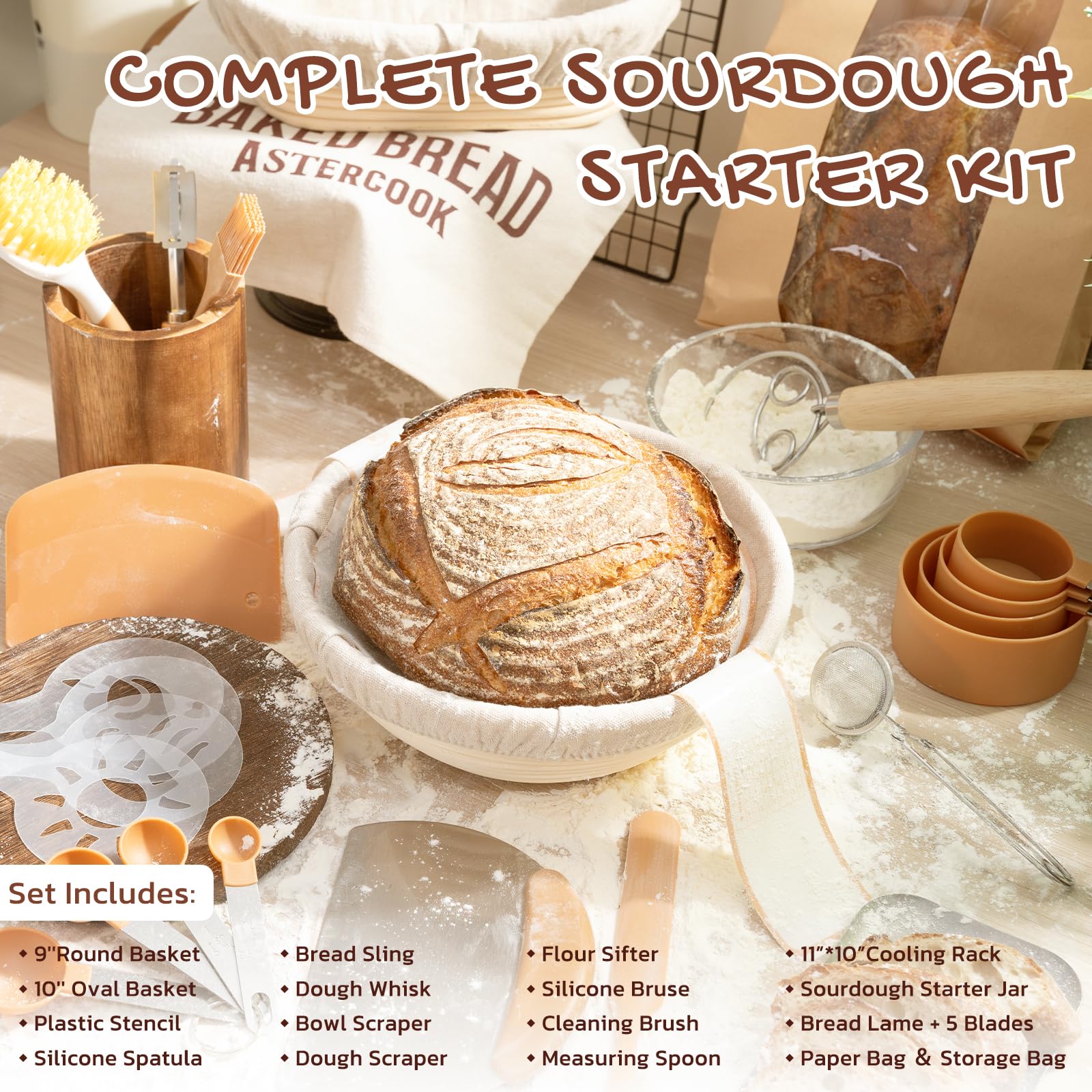 Astercook sourdough oval banneton for even proofing and professional texture.