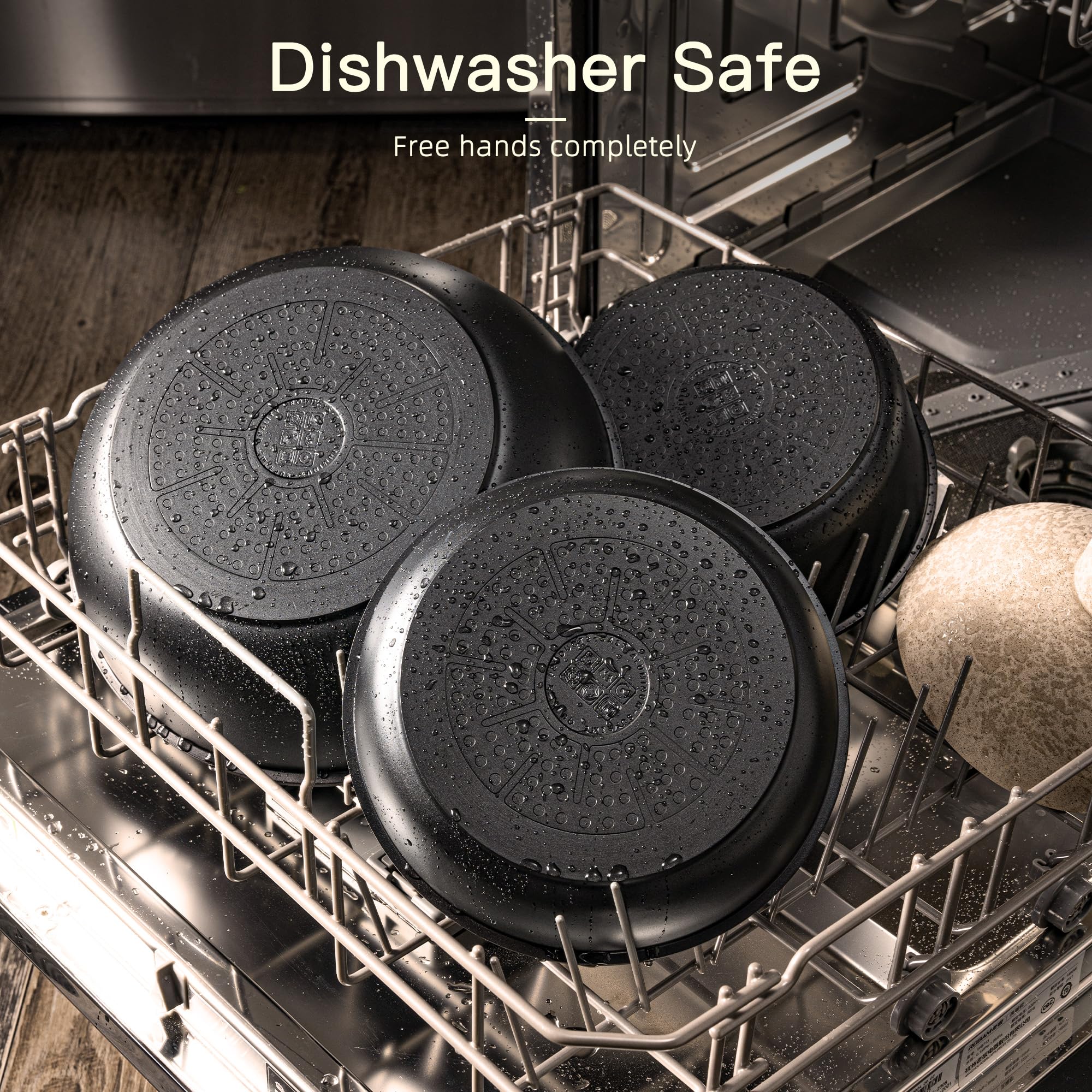 Astercook stackable pots and pans designed to maximize cabinet space.