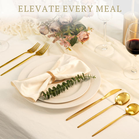 Astercook steak knives included for effortless, clean cuts at home dinners.