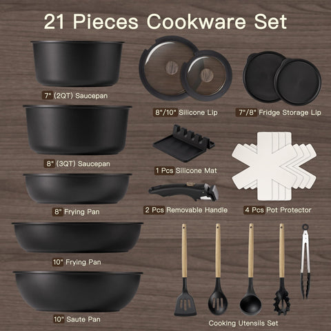 Astercook versatile 21-piece set compatible with induction, gas, and ceramic hobs.