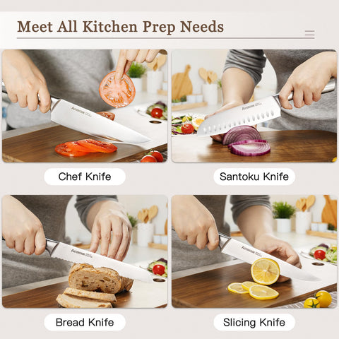 Astercook wood block with dual sharpeners for organized storage