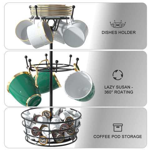 ASTLIHO black powder-coated iron; durable, rust-resistant support for mugs.