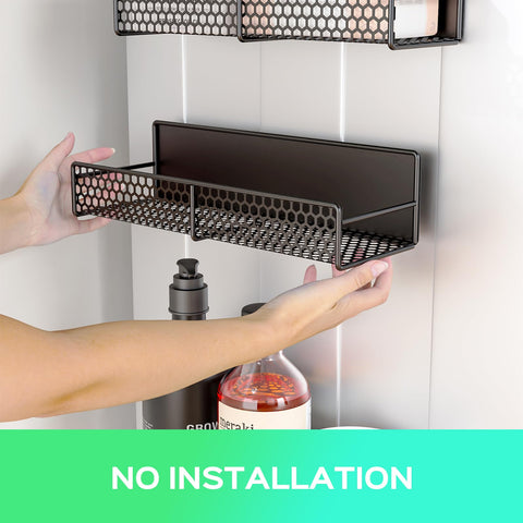Aston Elder no-drill installation demonstrated on a refrigerator surface.