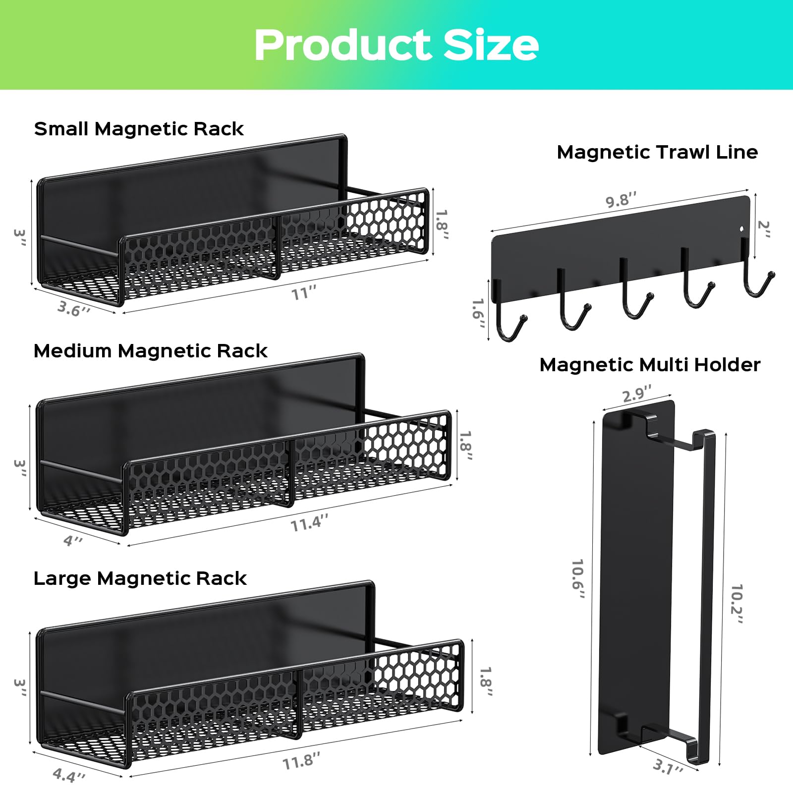 Aston Elder magnetic shelf holding detergent pods and dryer sheets.