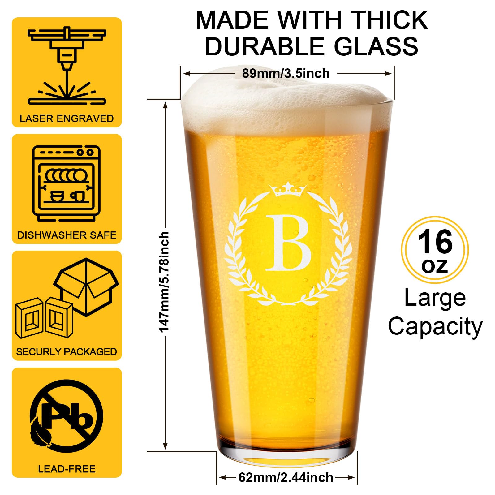 Astonlink a-z monogram letters glass offers a unique personal touch for beer lovers.