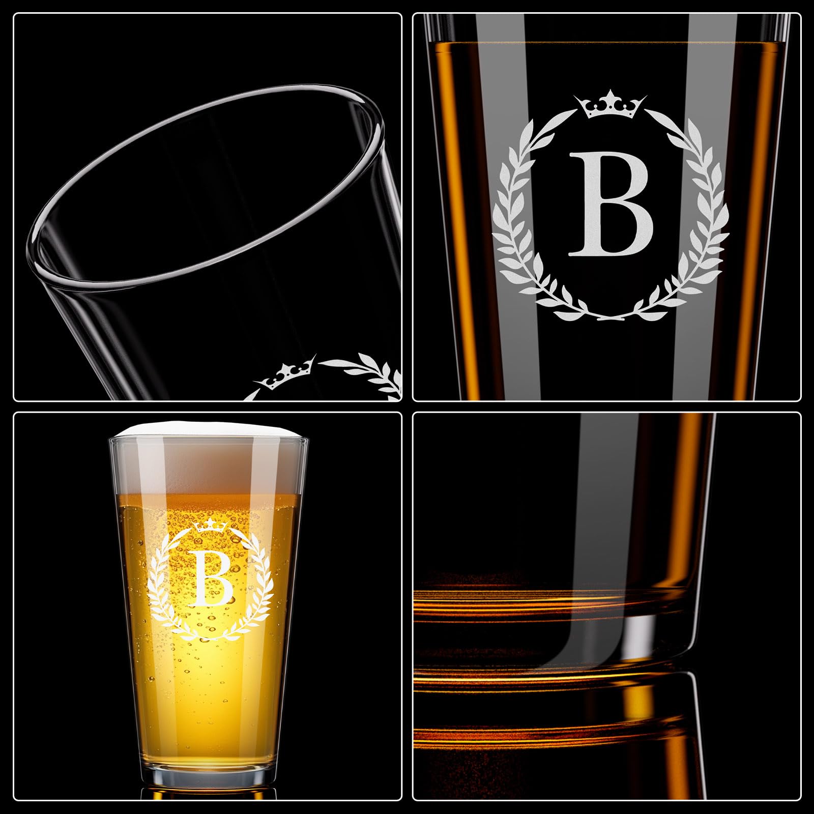 Astonlink engraved beer glass 16oz with crisp monogram for refined entertaining.