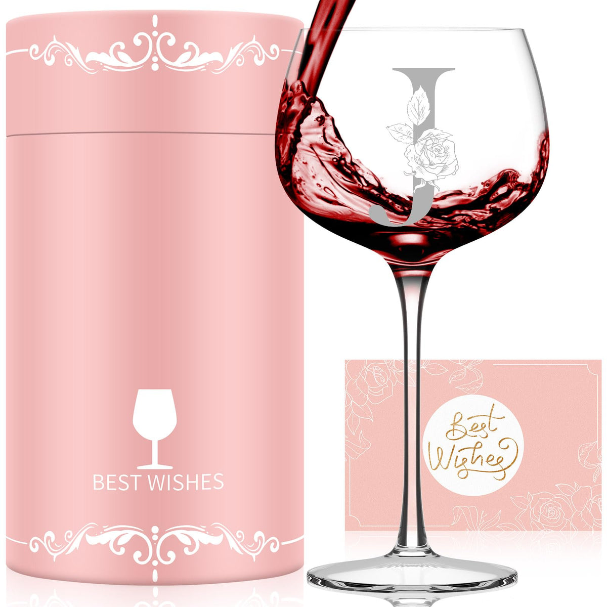 Astonlink initial A-Z wine glass with monogram for a personalized gift