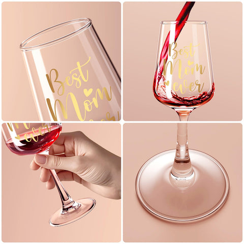 Astonlink Mom Christmas wine glass with durable, glossy finish