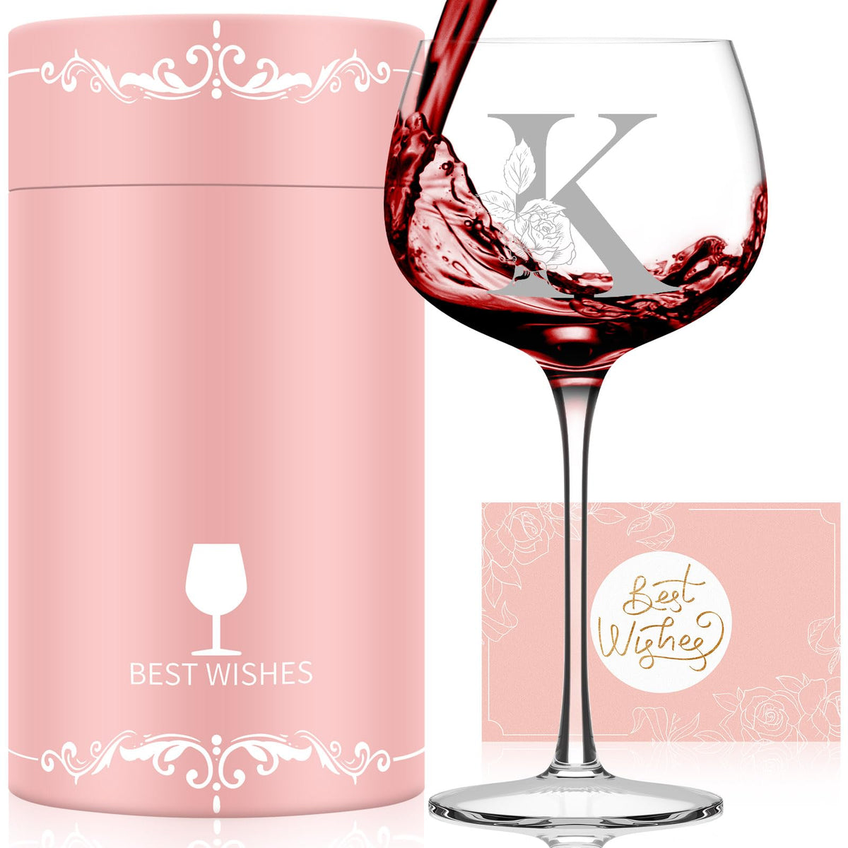 Astonlink monogram wine glass with initial for a personalized gift.
