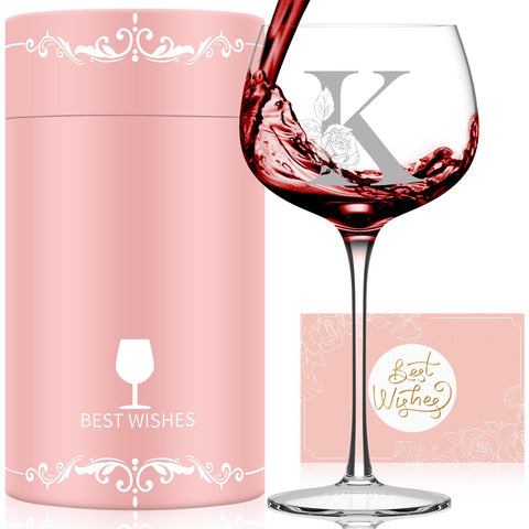 Astonlink monogram wine glass with initial for a personalized gift.