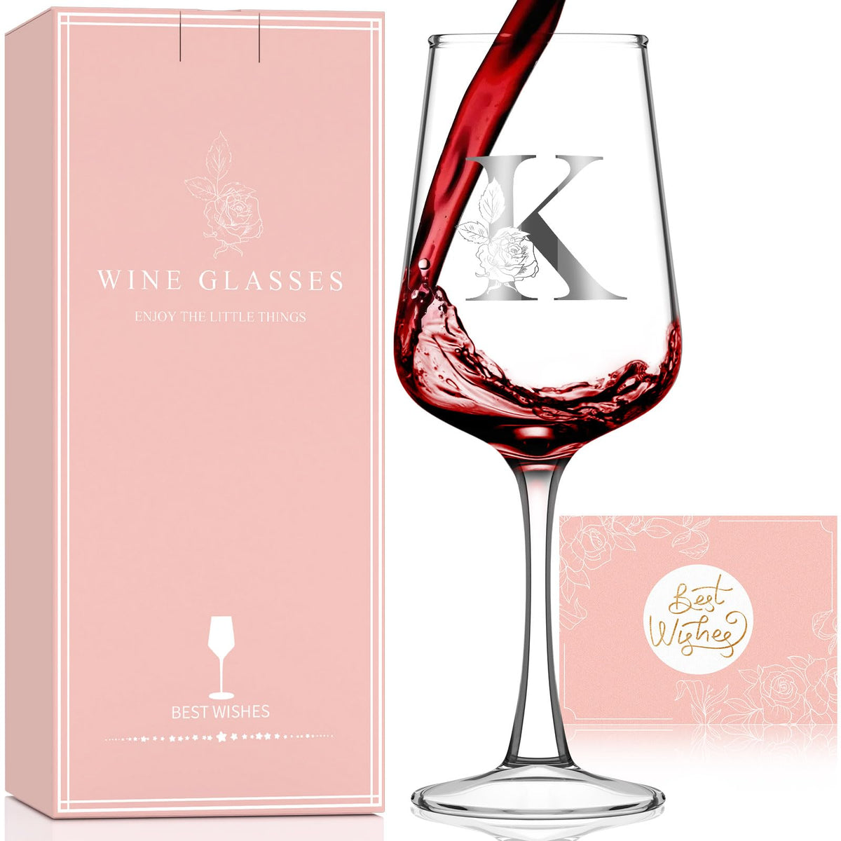 Astonlink wine glass with initials for a personalized Valentines gift.