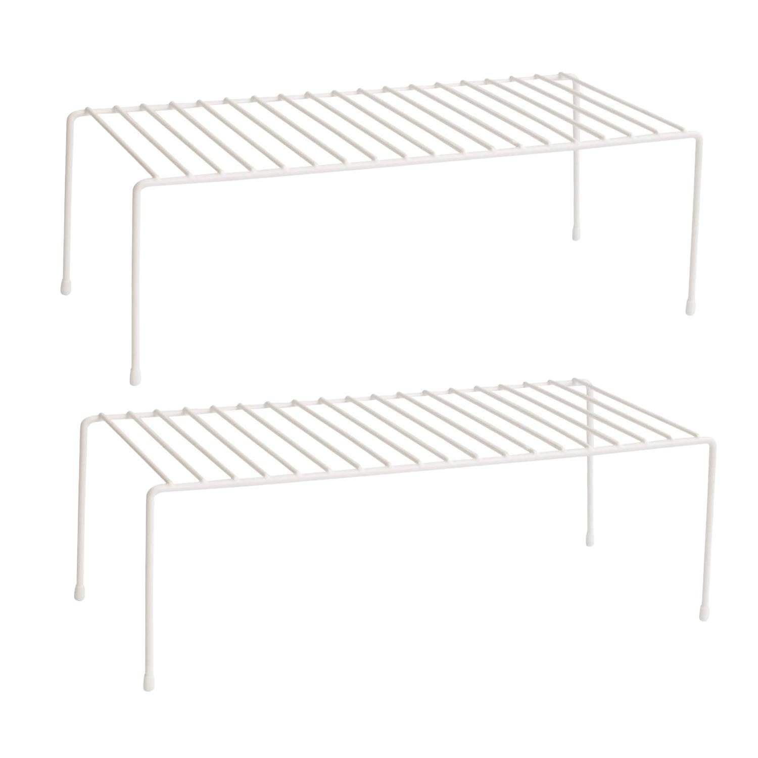 ASTOTSELL Kitchen Cupboard Organiser 2 Pack front view showing compact metal shelves for storage