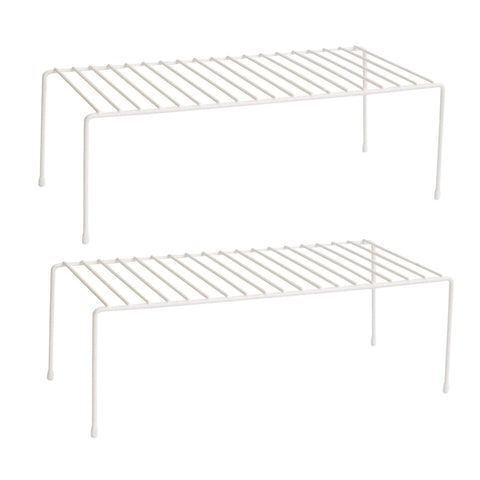ASTOTSELL Kitchen Cupboard Organiser 2 Pack front view showing compact metal shelves for storage