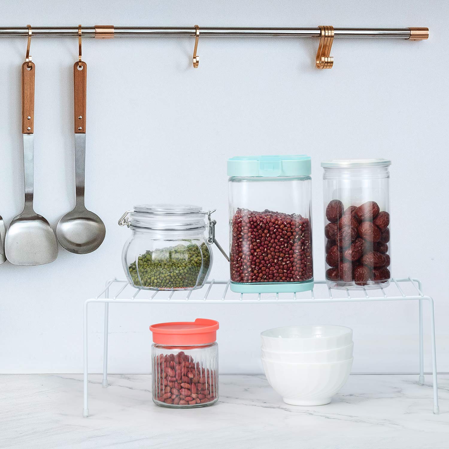 ASTOTSELL Kitchen Cupboard Organiser 2 Pack side view highlighting slim dimensions for cupboards
