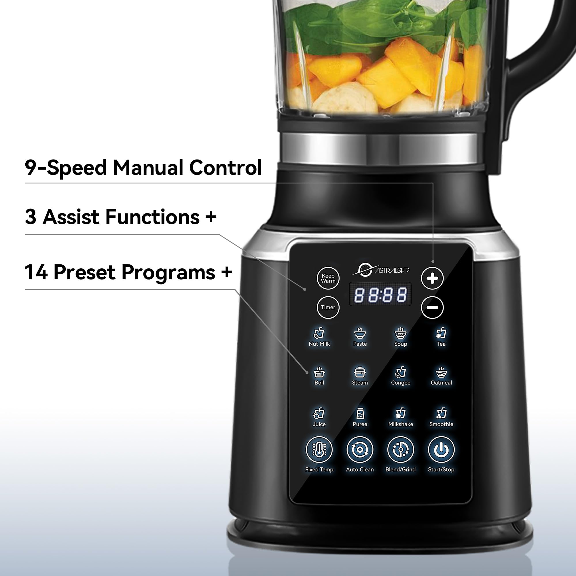 Astralship BPA-free glass jar keeps blends pure and safe.
