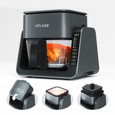 Astralship Glass Air Fryer overview — compact glass bowl for healthier meals.