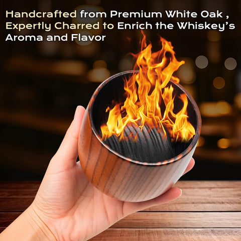 Astratos wooden tumbler in hand for a warm, comfortable tasting experience.