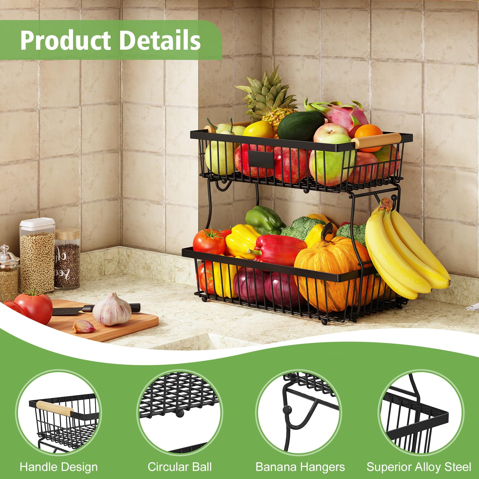 Astrorhine versatile storage rack for fruits, snacks, and more.
