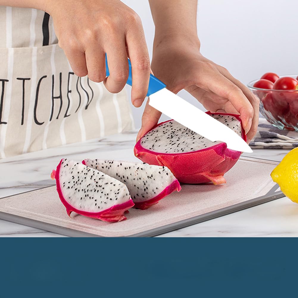 Astylway ceramic knife set with peeler and paring knife in action for prep tasks