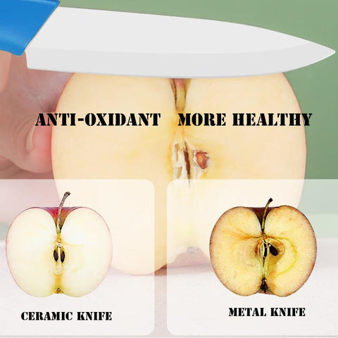 Astylway ceramic knives with colorful handles show organized color coding for different foods