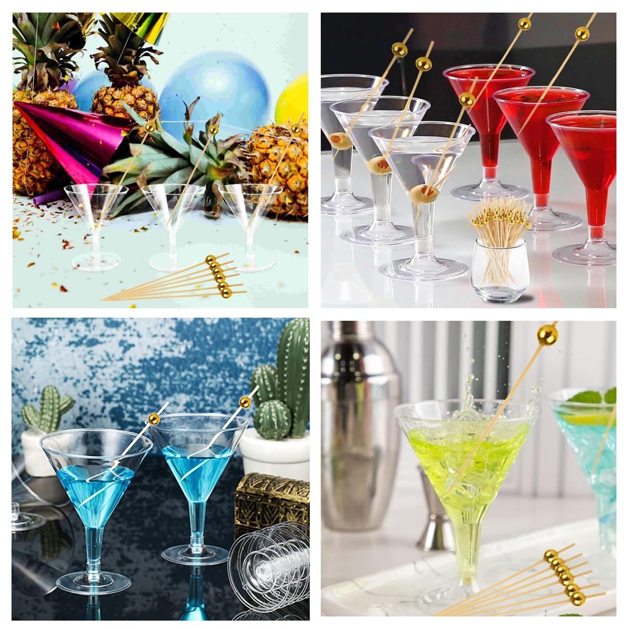 Asxtexz crystal-clear plastic mocktail cups with vibrant presentation.